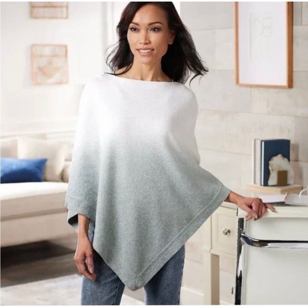 Barefoot Dreams Cozy Chic Ultra Lite Ocean Breeze Poncho Hombre OS Plus Soft - Picture 1 of 6